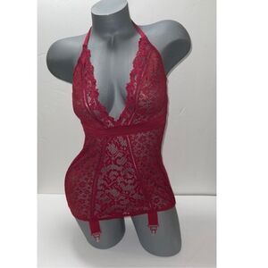 Victoria’s Secret Plunge Front Lace Halter Corset Garter Slip. Size Small. NWT